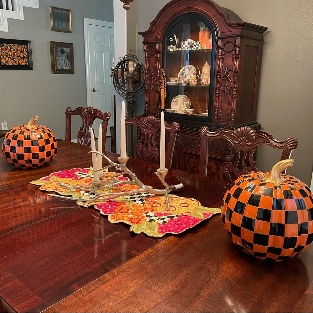 Checkered Orange and Black Pumpkin Decor - Picture 9 of 12